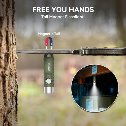 A11 Rechargeable Keychain EDC Mini Flashlight with Magnetic - color: Green-1pcs
