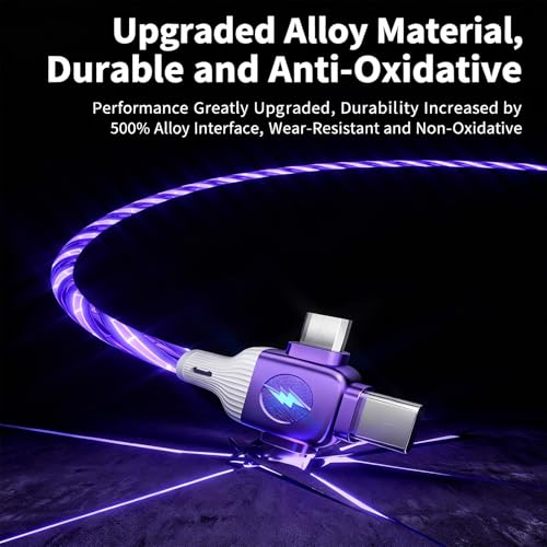 USB Cable PD Fast Charger Lighted Up(USB 6IN1 Starry Purple) Mobile Phone Data Cable,Fast Charging Cable,TPE Material,Compatible with Almost All Devices. - color: USB 6IN1 Starry Purple