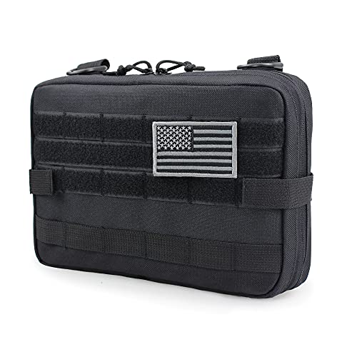 WYNEX Tactical Admin Molle Pouch, Medical EDC EMT Utility Bag Shell Design Attachment Pouches 1000D Nylon Hiking Belt Bags - color: Black (Upgraded)