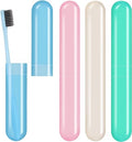 4-Pack Travel Toothbrush Holder Case, Portable Holder, Blue, Green, Pink, Beige, for Camping, School, Bathroom