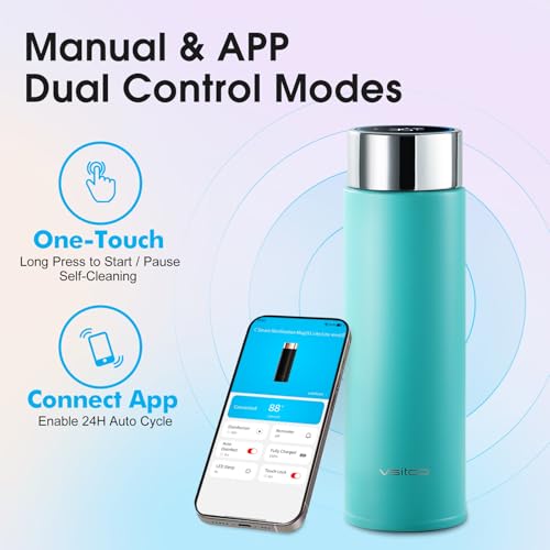 VSITOO S1 Lite 15oz Insulated Stainless Steel Self-Cleaning Water Bottle - color: Blue, size: 15 Ounces