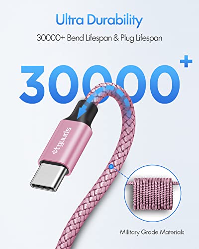 etguuds USB C to USB C Cable 3ft, 2-Pack 60W C to C Cable Fast Charging | for iPhone 17 16 15 Pro Max Plus Air, Samsung Galaxy S26 S25 S24 S23, USBC iPad MacBook Charger Cord Type C, Pixel, Pink - color: Pink, size: 3ft