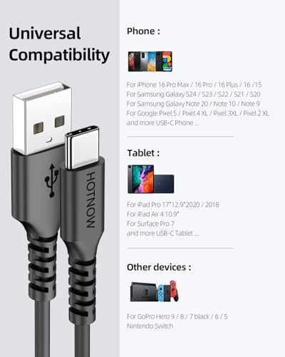 1.5ft USB C Cable 3Pack, 18 inches USB A to USB C Cable 3A Fast Charging Short USB-C Cable Type C Cord for iPhone 17 16 15 Pro/Max Samsung Galaxy S25 S24 S23 - size: 1.5FT