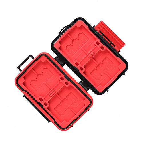 LYNCA 24 Slots Camera Memory Card Case Holder Water-Resistant Anti-Shock SD Card Case Holder Wallet for 8 SD Cards 4 CF Cards 12 Micro SD/TF Cards Storage Box, Compact Memory Cards Wallet (Black) - color: Black
