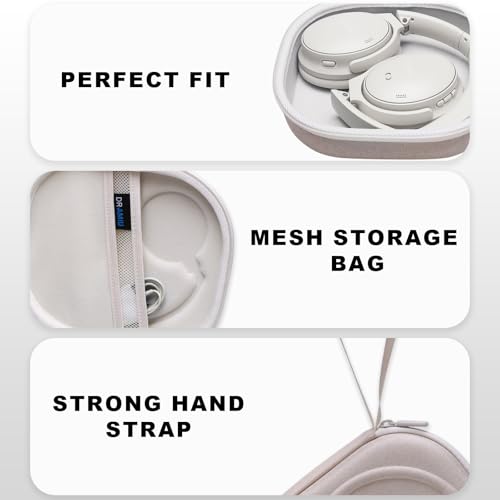Hard Case for Bose QuietComfort, QC, QC 45 Headphone, Cream | Compatible with Bose QC Ultra, QC 35, QC 35 II, QC45 SE, QC SE Over Ear Noise Cancelling Headphones, Travel Storage Bag - color: Cream
