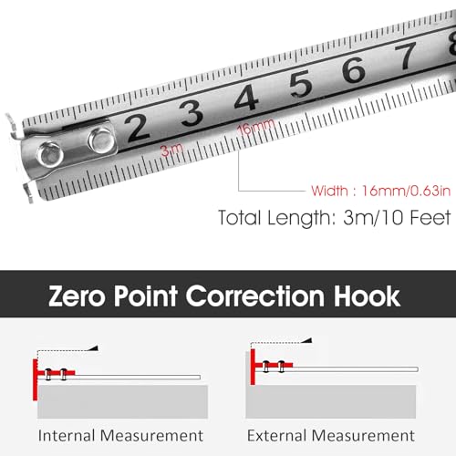 Tape Measure 10ft Stainless Steel Measuring Tape Hollow Design Auto Lock