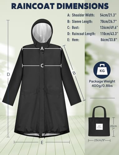 ANYOO Waterproof Rain Poncho Lightweight Reusable Hiking Hooded Coat Jacket for Outdoor Activities - color: Black