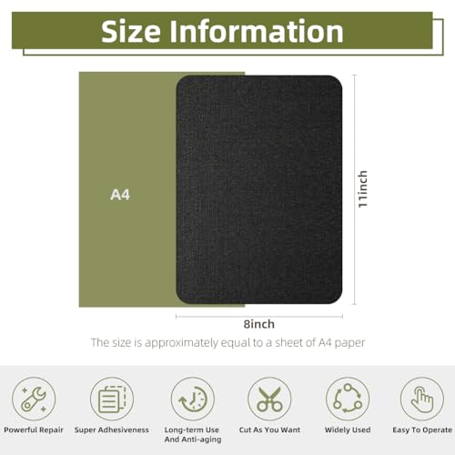 2Pcs Self-Adhesive Linen Fabric Patches, Quick Repair for Sofas, Tents, Car Seats/8" x 11", Black - color: Black