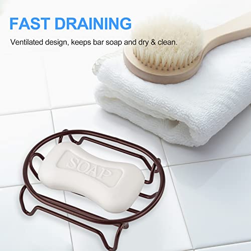 Soap Dish for Shower Bathroom Bar Soap Holder, Stainless Steel Self-draining Soap Rack Tray Saver Sponge Holder for Kitchen, Bath, Tub, Easy Cleaning, Extend Soap Life, Oval Bronze-1 Pack - color: Bronze-oval 1p