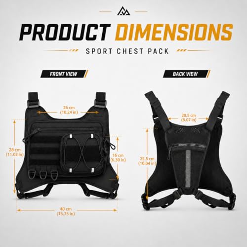Tactical Chest Bag with MOLLE Pouches- Adjustable Outdoor Sport Chest Rig for Running, Hiking, Cycling & Training (Gray) - color: Gray