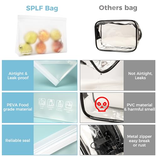 SPLF 4 Pack Leakproof Clear Toiletry bags, TSA Approved Quart Zipper Bags | BPA Free Travel Makeup Cosmetic Bags for Women Men, Carry on Airport Airline Compliant Bags - size: 2 Large 2 Medium