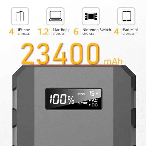 SinKeu 23,400mAh/86.58Wh Portable Laptop Phone Charger with AC Outlets - color: Grey