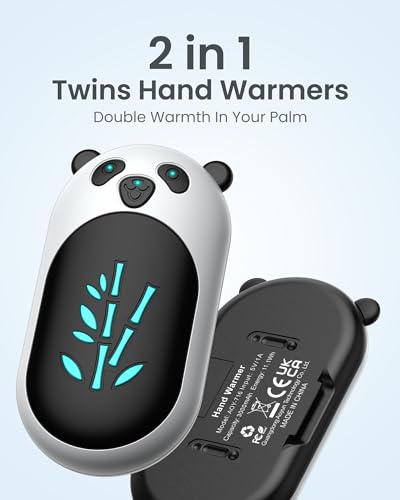 Hand Warmers Rechargeable 2 Pack, 6000mAh Electric Hand Warmer Reusable, 20Hrs Long Heating, Portable Pocket Heater Handwarmer for Women Men, Outdoor Camping, Hunting Gear - color: White