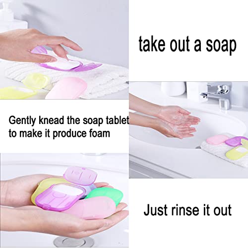 XXYXXY 20 Boxes (400 Sheets) Portable Disposable Travel Hand Soap Sheet Paper Hand Wash Bath Paper Soap Sheet (Random Color)