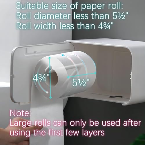 Outdoor Waterproof Toilet Paper Holder for Bathroom - Pet Proof Plastic TP Tissue Holder Dispenser Full Covered Adhesive Mounted Box for RV Shower TP Roll