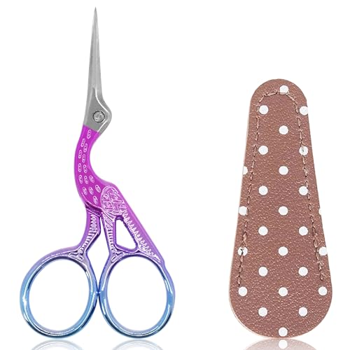 BIHRTC 3.6" Detail Shears Small Stainless Steel Small Embroidery Scissor | 3.6 Inch Compact Design for Thread Cutting,Embroidery, Needlework,Crafting,Jewelry Making,DIY Sewing Handcraft Craft Art Work - color: Blue Pink, size: 3.6inch