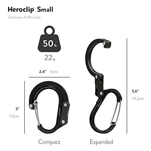 GEAR AID HEROCLIP (Small) Carabiner Gear Clip and Hook, for Hanging Bags, Purses, Lanterns, Strollers, Tools, Helmets, Water Bottles, and More - color: Black & Red, style: 1 Pack