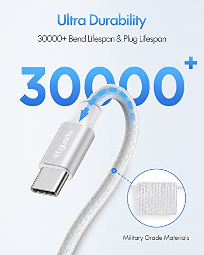 etguuds USB C to USB C Cable 3ft, 2-Pack 60W C to C Cable Fast Charging | for iPhone 17 16 15 Pro Max Plus Air, Samsung Galaxy S26 S25 S24 S23, USBC iPad MacBook Charger Cord Type C, Pixel, White - color: White, size: 3ft