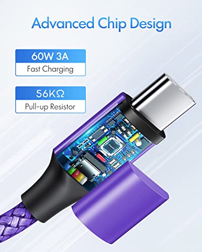 etguuds USB C to USB C Cable 3ft, 2-Pack 60W C to C Cable Fast Charging | for iPhone 17 16 15 Pro Max Plus Air, Samsung Galaxy S26 S25 S24 S23, USBC iPad MacBook Charger Cord Type C, Pixel, Purple - color: Purple, size: 3ft