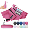 Travel Size Mini Umbrella with UPF 100+ UV Rain Protection, Compact Small & Lightweight Pocket-Sized Folding Umbrellas with Case for Purse & Backpack, Thoughtful Gift Women Men & Kids - color: Rose