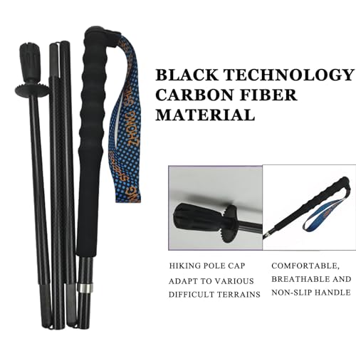 OKHEALING Ultralight Trekking Poles, Foldable, Set of 2, Ultralight Carbon Fiber, Trail Poles with Moisture Wicking Handle, with Storage Bag - size: 130cm