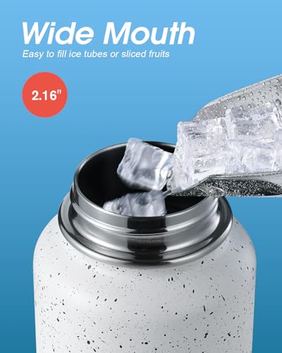 Coolflask 32 oz Water Bottle Insulated with Straw & 3 Leakproof Lids | Water Flask Stainless Steel Triple-Wall Vacuum,Cold 48+h, Dishwasher Safe,Wide Mouth,BPA-Free,Carrier Bag,for Gym,Hiking - color: Arctic White, size: 32 Ounces