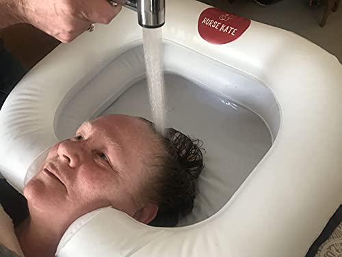 Portable Shampoo Bowl with Sprayer. Inflatable Hair Washing Basin for Bedridden and Dread Detox Tub. Portable Hair Washing Station for Kids, Helps Disabled, Injured, Post Surgery or Weak