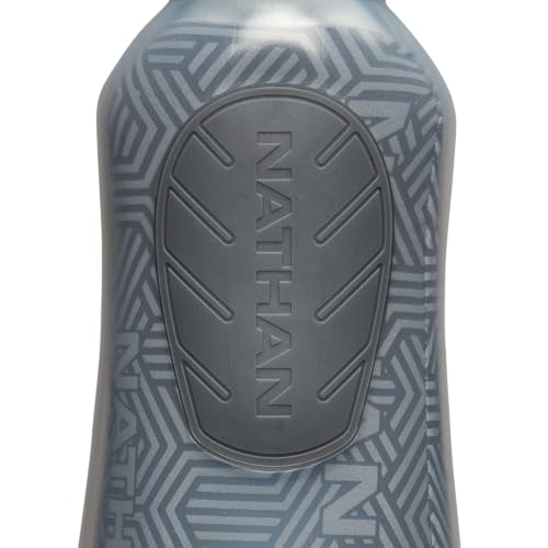 Nathan SpeedDraw 2 Insulated Handheld Running Water Bottle Flask – Double-Wall Insulation, Ergonomic Grip, Blast Valve Cap, Phone & Key Storage Pockets, Reflective Design - 18oz Insulated - Deep Teal - color: Deep Teal 18oz Insulated