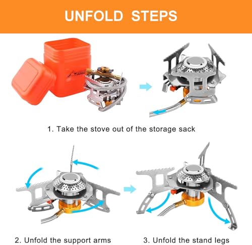 WADEO Camping Stove, 3700W Portable Backpacking Stove with Piezo Ignition