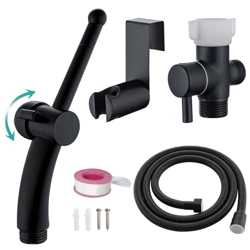 BARROCK Advanced Handheld Bidet Sprayer Set for Toilet, Bathroom Ergonomic Jet Bidet Spray Attachment Kit for Muslim Shower, Feminine Hygiene, Bathing Pets and Washing Baby Cloth Diaper, Matte Black - color: Matte Black