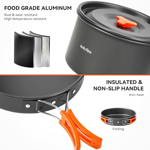 10pcs Camping Cookware Mess Kit, Outdoor Cooking Utensil Set, CT603