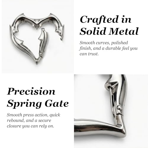 Angyape Y2K Heart Carabiner Keychain Cute Star Carabiner Clip for Keys Cool Key Ring Purse Bag Charms Goth Accessories Gifts - color: F: Sliver Heart