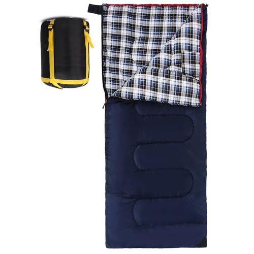 REDCAMP Cotton Flannel Sleeping Bag for Camping Backpacking, Adults Cold Weather Envelope Sleeping Bags with 2/3/4/6lbs Filling - color: Blue with 3lbs filling