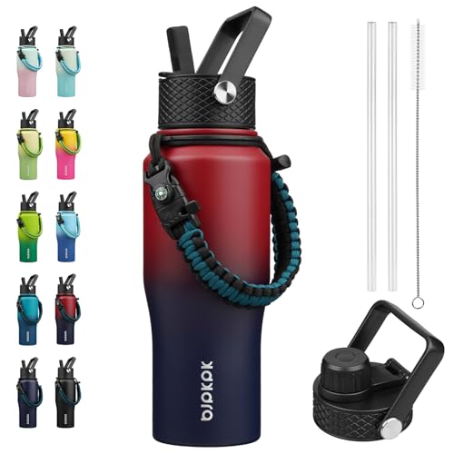BJPKPK 23oz Insulated Water Bottle with Straw Lid, Stainless Steel Bottle - color: Charming Red, style: 23oz