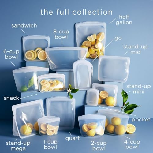 Stasher Reusable Half Gallon Silicone Food Storage Bag, Clear, 64 oz | Food-Safe Silicone, Freezer, Sous Vide, Microwave, Dishwasher, Oven Safe, Meal Prep, Bulk Storage, BPA-Free, Eco-Friendly - color: Clear