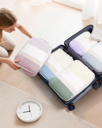 Narwey 6 Set Compression Packing Cubes for Travel, Lightweight Expandable Luggage Organizer Bags, Durable Space Saver Bags (Combined) - color: A-Combined