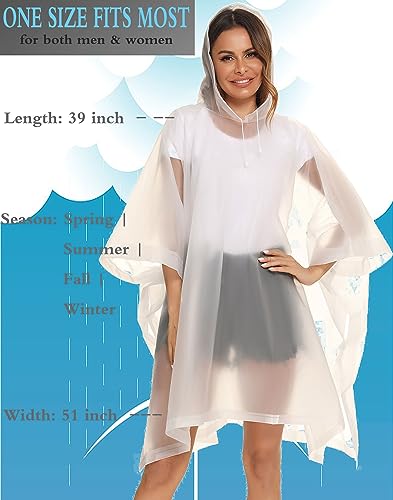 2 Pack Rain Ponchos for Adults Reusable - Raincoats Survival Emergency Heavy Duty Rain Coat with Drawstring Hood - color: White&yellow