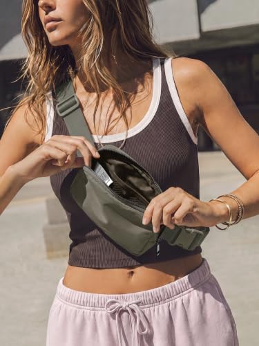 ODODOS Unisex Mini Belt Bag with Adjustable Strap Small Fanny Pack for Workout Running Traveling Hiking, Dark Umber - color: Dark Umber