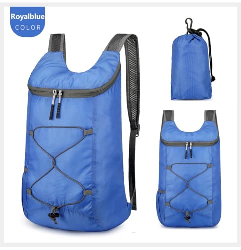 levayhill 16L Foldable Hiking Backpack,Small Packable Daypack, Royal Blue | Lightweight ,Outdoor Collapsible Rucksack,Ultralight Folding Back Pack, Water Repellent, Men Women Travel Gym, Easy Carry-on - color: Royal Blue