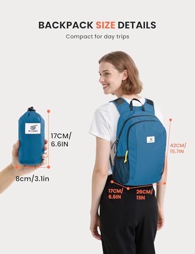 SKYSPER Hiking Backpack Ultralight Packable RFID Travel Daypack Small Nylon Stuff Pack 16L Outdoor Bag for Women Men - color: Blue