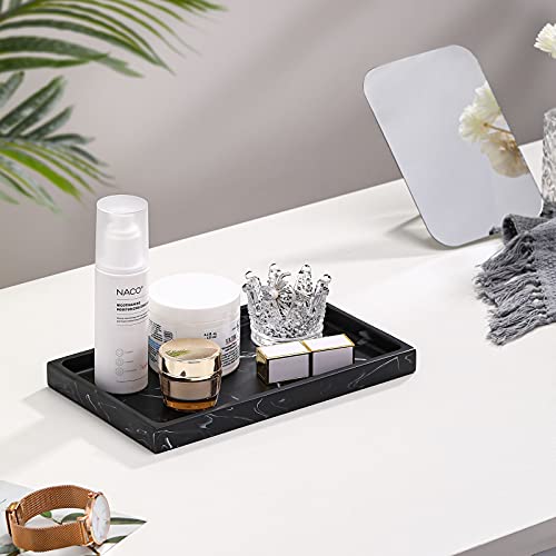 Luxspire Resin Bathroom Vanity Tray for Countertop Organizer, M, Ink Black | 10 x 6 inch, non-slip waterproof resin, easy wipe clean, fits bath kitchen vanity, holds jewelry toiletries soap - color: Ink Black, size: M