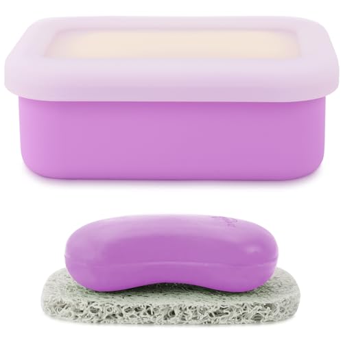 HAYSNA Travel Soap Case, Leak Proof Travel Soap Container, Silicone Soap Box with Drainage Layer, Shatterproof Soap Holder for Travel, Camping, Gym (Purple, Regular) - color: Purple, size: Regular