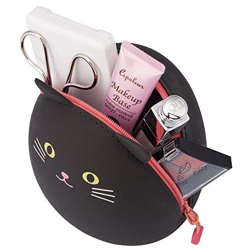 LIHITLAB PuniLabo Zipper Pouch, Egg-Shaped, 3.8" x 4.7", Black Cat (A7783-3) - color: Black Cat, size: Large: 1.3 x 4.7 x 3.8 inches