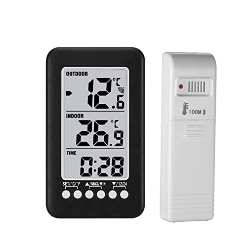 Indoor/Outdoor Thermometer Wireless Thermometer for House LCD ℃/℉ Digital Clock Temperature Meter with Transmitter Easy to Read Numbers