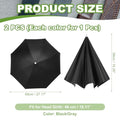 Umbrella Hat, Fishing Hat Hands Free Waterproof Adjustable Sun | Rain Cap Elastic Band Fit Camping - color: Black/Gray