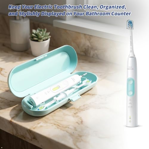Toothbrush Travel Case Compatible with Philips Sonicare Electric Toothbrush & 6Pcs Reusable Toothbrush Head Covers Compatible with Philips Sonicare Toothbrush Heads (White) - color: White