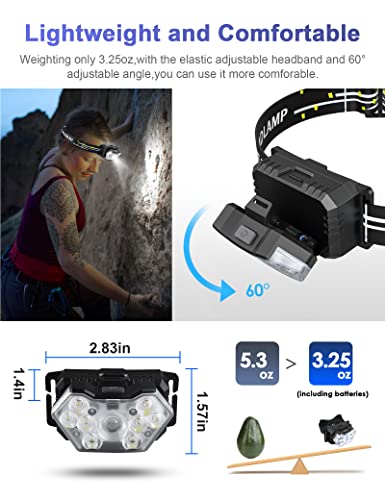 2000 Lumen 9 LED Headlamp 2 Pack, Ultra Bright Head Lamp with 6 Modes, IPX5 Waterproof Head Light, Lightweight Head Flashlight for Running Night-Walking Camping, 6 AAA Batteries Included - color: AAA, size: 2-Pack