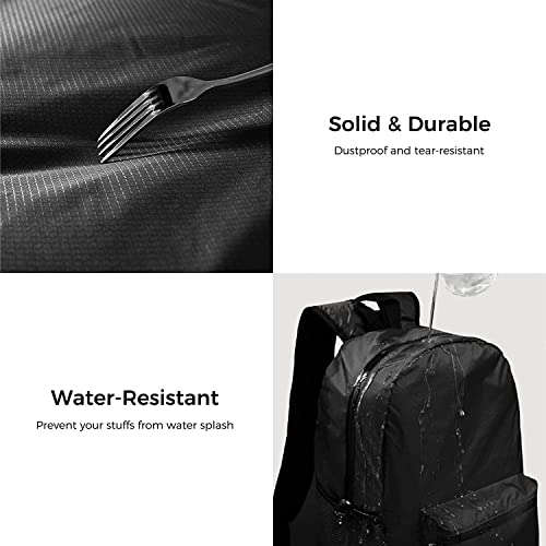 pack all 20L Lightweight Foldable Backpack, Water-Resistant Hiking Daypack | Ultralight, Packable, Tear Resistant Nylon, YKK Waterproof Zipper, Comfortable Mesh Straps, Multi-Pocket for Travel - color: Black