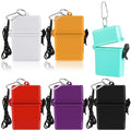 Outus 6 Pieces Waterproof Case ID Card Holder with Floating Sports Case Locker with Carabiner Hanging Ring and Rope 4.69 × 3.70 × 1.42 Inch (Solid Color) - color: Solid Color
