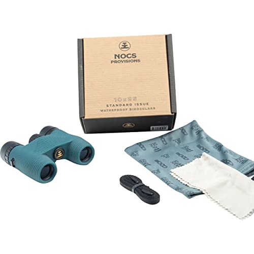 Nocs Provisions Standard Issue 10x25 Waterproof Binoculars | Lightweight, Compact, 10x Magnification, Wide View, Multi-Coated Lenses for Bird Watching, Hiking, Camping, and Outdoor Activities - Blue - color: Blue, size: 10x25